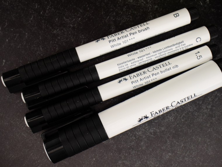 Pen Review: White Markers from Faber-Castell & Pentel